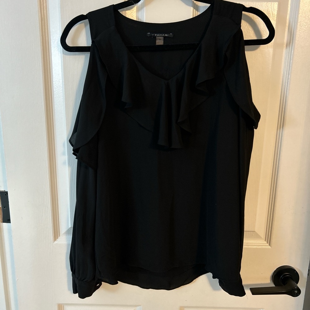 Xs- Black Ruffle Top